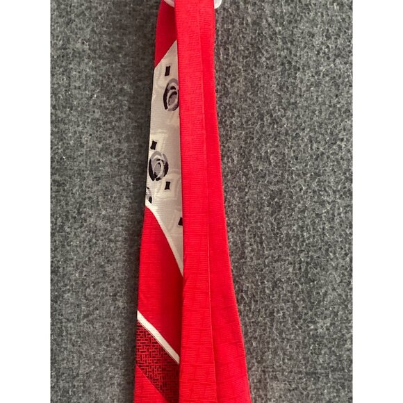 Emilio Ponte Necktie Abstract Geometric Red Black White Men Silk Korea VTG - Picture 9 of 11